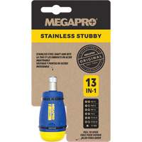 13-in-1 Stubby Screwdriver, 4-1/2" L, Plastic Handle Cintas