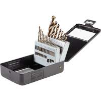 Gold Oxide Drill Bit Set, 21 Pieces, High Speed Steel Cintas