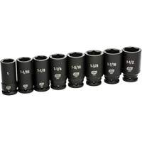 6 Point SAE Socket Set, 8 Pcs, Impact, 3/4" Drive Size, Deep Cintas