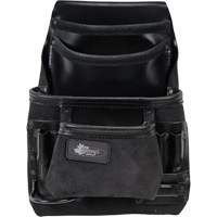 Phantom Collection Heavy-Duty Nail & Tool Bag, Leather, 10 Pockets, Black Cintas