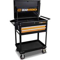 Utility Cart, 2 Drawers, 32-1/2" W x 42" H, Black/Orange Cintas
