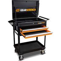 Utility Cart, 2 Drawers, 32-1/2" W x 42" H, Black/Orange Cintas