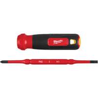 2-in-1 1000V Insulated Flip Shank Multi-Bit Screwdriver, 8-4/5" L, Cushion Grip Handle Cintas