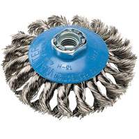 Knot-Twisted Saucer Cup Wire Wheel, 5" Dia., 0.02" Fill, 5/8"-11 Arbor, Aluminum/Stainless Steel Cintas