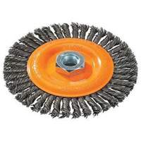 Stringer Bead Knotted Wire Brush, 4" Dia., 0.02" Fill, 5/8"-11 Arbor, Steel Cintas