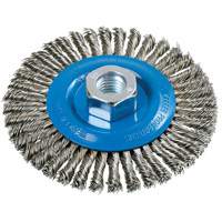 Stringer Bead Knotted Wire Brush, 4-1/2" Dia., 0.02" Fill, 5/8"-11 Arbor, Aluminum/Stainless Steel Cintas