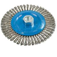 Knot-Twisted Stringer Bead Wire Wheel, 6" Dia., 0.02" Fill, 5/8"-11 Arbor, Aluminum/Stainless Steel Cintas
