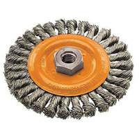 Wide Knotted Wire Wheel Brush, 4" Dia., 0.02" Fill, 5/8"-11 Arbor, Steel Cintas