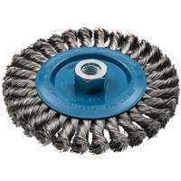 Wide Knotted Wire Wheel Brush, 6" Dia., 0.02" Fill, 5/8"-11 Arbor, Aluminum/Stainless Steel Cintas