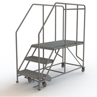 Plateforme de travail mobile, Acier, 3 Marches, 30" ha, 47" p, 24" Marche, Stri&eacute; Cintas
