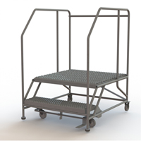 Plateforme de travail mobile, Acier, 2 Marches, 20" ha, 36" p, 36" Marche, Stri&eacute; Cintas