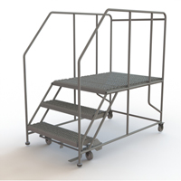 Plateforme de travail mobile, Acier, 3 Marches, 30" ha, 48" p, 36" Marche, Stri&eacute; Cintas