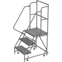 Escabeaux roulants &agrave; dessus profond, 3 marches, Largeur de la marche 16", Hauteur de la plateforme 30", Acier Cintas