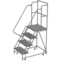 Escabeaux roulants &agrave; dessus profond, 4 marches, Largeur de la marche 16", Hauteur de la plateforme 40", Acier Cintas