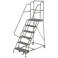 Escabeaux roulants &agrave; dessus profond, 7 marches, Largeur de la marche 16", Hauteur de la plateforme 70", Acier Cintas
