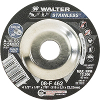 Meules &agrave; moyeu d&eacute;port&eacute; - Acier inoxydable type 27, 4-1/2" x 1/8", Arbre de 7/8", Type 27 Cintas