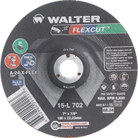 Meules &agrave; moyeu d&eacute;port&eacute; Flexcut, 7", 24 Grain, Oxyde d'aluminium, 7/8", 8600 Tr/min, Type 29 Cintas