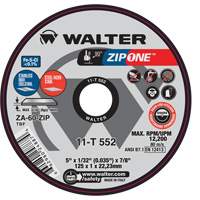 Zip One Cut-Off Wheel, 5" x 1/32", 7/8" Arbor, Type 1, Zirconia Alumina, 12200 RPM Cintas