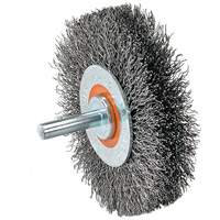 Mounted Crimped Wire Wheel, 4" Dia., 0.0118" Fill Cintas