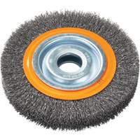 Crimped Wire Bench Wheel Brush, 6" Dia., 0.0118" Fill, 1/2" - 1/4" Arbor Cintas