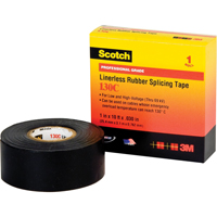 Scotch&reg; Linerless Rubber Splicing Tape 130C, 25.4 mm (1") x 9.14 m (30'), Black Cintas
