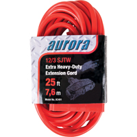 Vinyl Extension Cord, Outdoor, SJTW, 12/3 AWG, 15 A, 3 Outlet(s), 25' Cintas