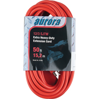 Vinyl Extension Cord, Outdoor, SJTW, 12/3 AWG, 15 A, 3 Outlet(s), 50' Cintas
