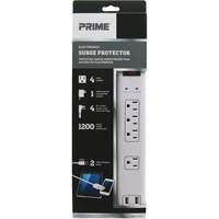 Limiteurs de surtension avec chargeur USB, 4 Prises, 1200 J, 1875 W, Cordon 4' Cintas