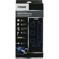 Limiteurs de surtension avec chargeur USB, 8 Prises, 3600 J, 1875 W, Cordon 6' Cintas