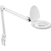 Adjustable Magnifier Lamp, 5 Diopter, LED Light, 47" Arm, C-Clamp, White Cintas