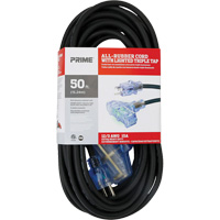 Cordon rallonge All-Rubber, Ext&eacute;rieur, SJOOW, AWG 12/3, 15 A, 3 prise(s), 50' Cintas