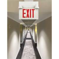 Exit Sign with Security Lights, LED, Battery Operated/Hardwired, 12-1/10" L x 11" W, English Cintas