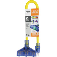 Adapter with Visual Amperage Detection, Outdoor, 12/3 AWG, 15 A, 3 Outlet(s), 2' Cintas