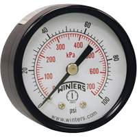 Economy Pressure Gauge, 2" , 0 - 160 psi, Back Mount, Analogue Cintas